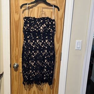 Lulu's Black Strapless Lace Dress